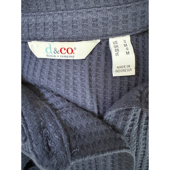 Denim & Co. Sherpa Waffle Knit Shirt Jacket Navy Small NWOT Winter Casual Pocket - Picture 6 of 14